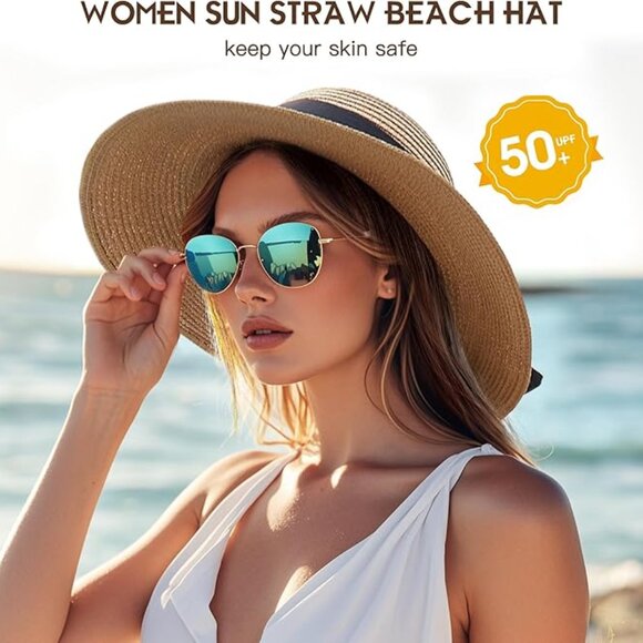 Beach Hat for Women, Wide Brim Sun Straw Hat for Women, Sun Hat